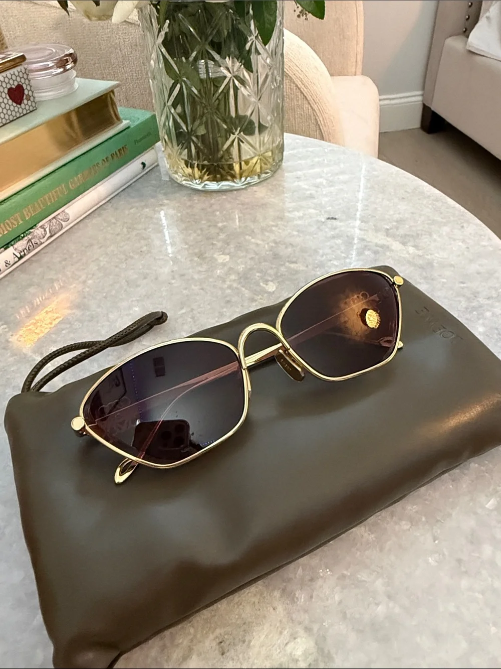 Loewe Gold Frame Sunglasses with Dark Lenses